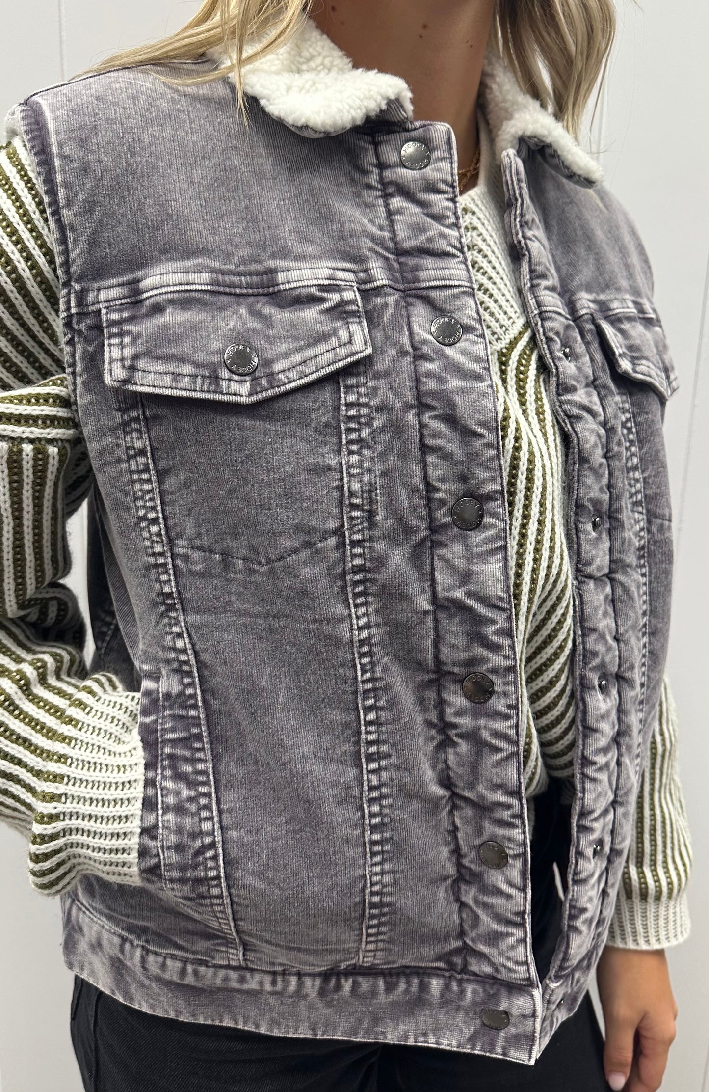 HOOEY LIGHT PURPLE CORDUROY SHERPA VEST