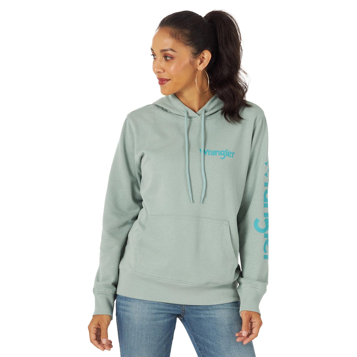 WRANGLER WOMENS RETRO PUNCHY HOODIE TEAL