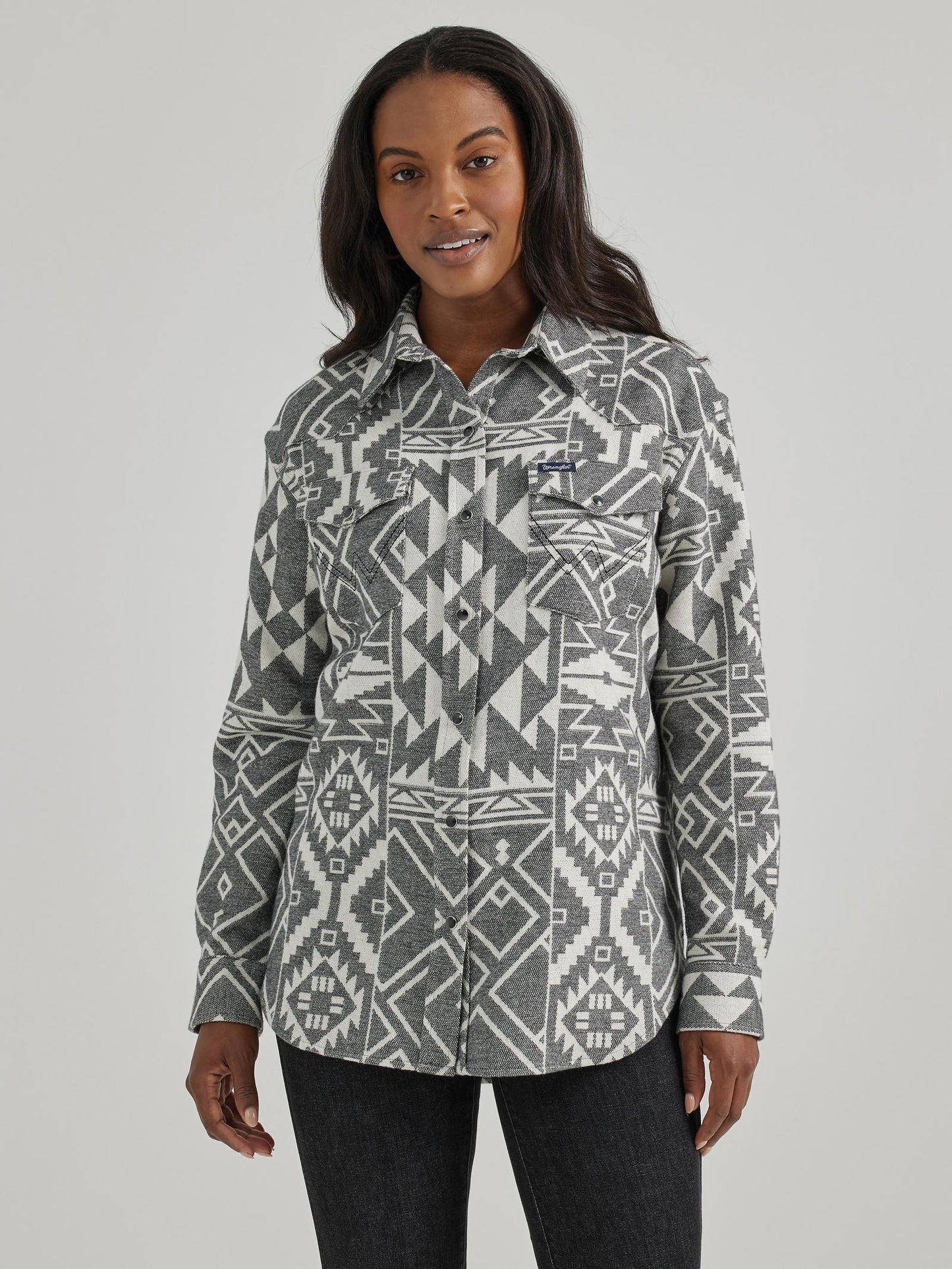 WRANGLER RETRO BLACK/WHITE SNAP TOP