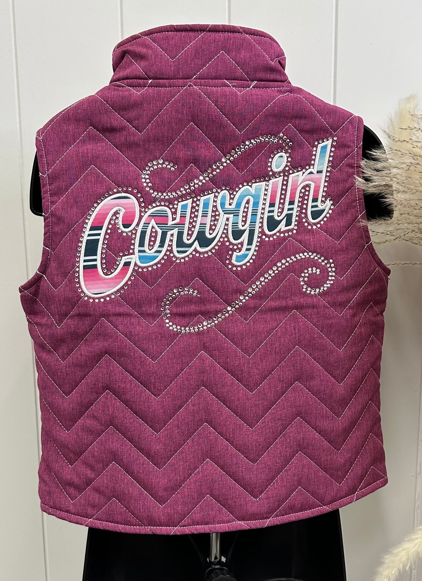 TODDLER BERRY SASSY QUILTED COWGIRL VEST