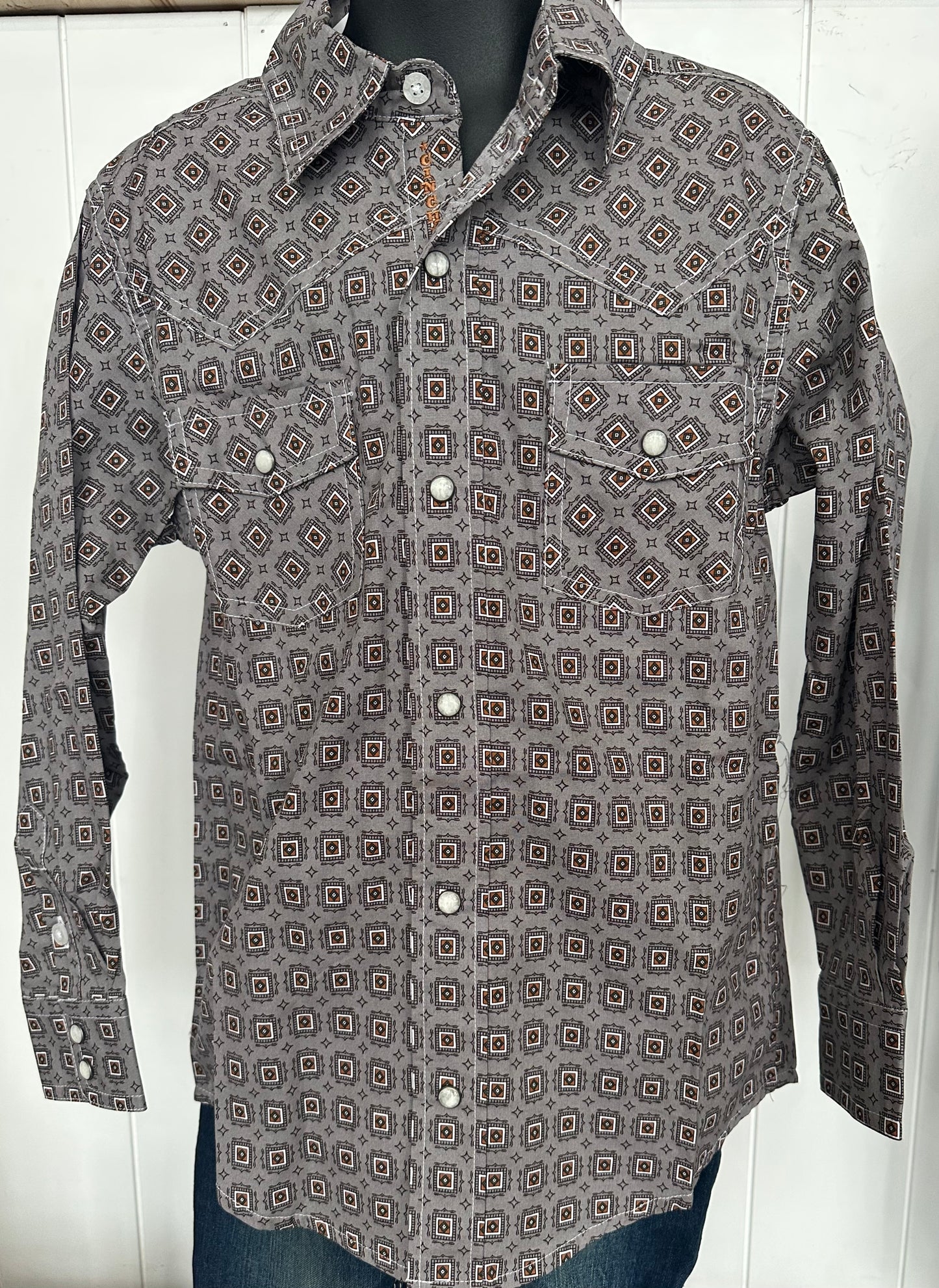 CINCH BOYS SLATE GREY BUTTON UP