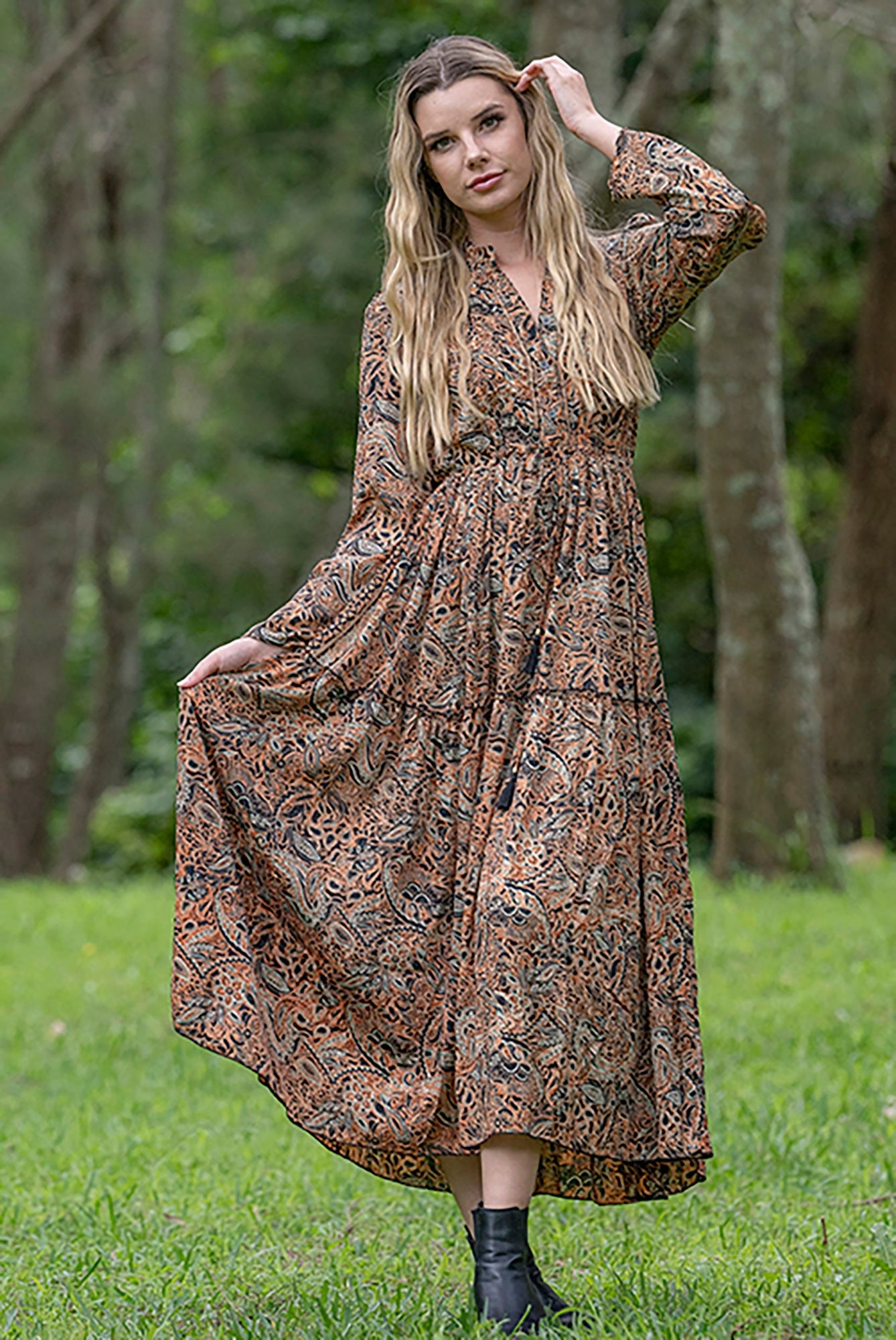FLO AMBER SILK BLEND DRESS