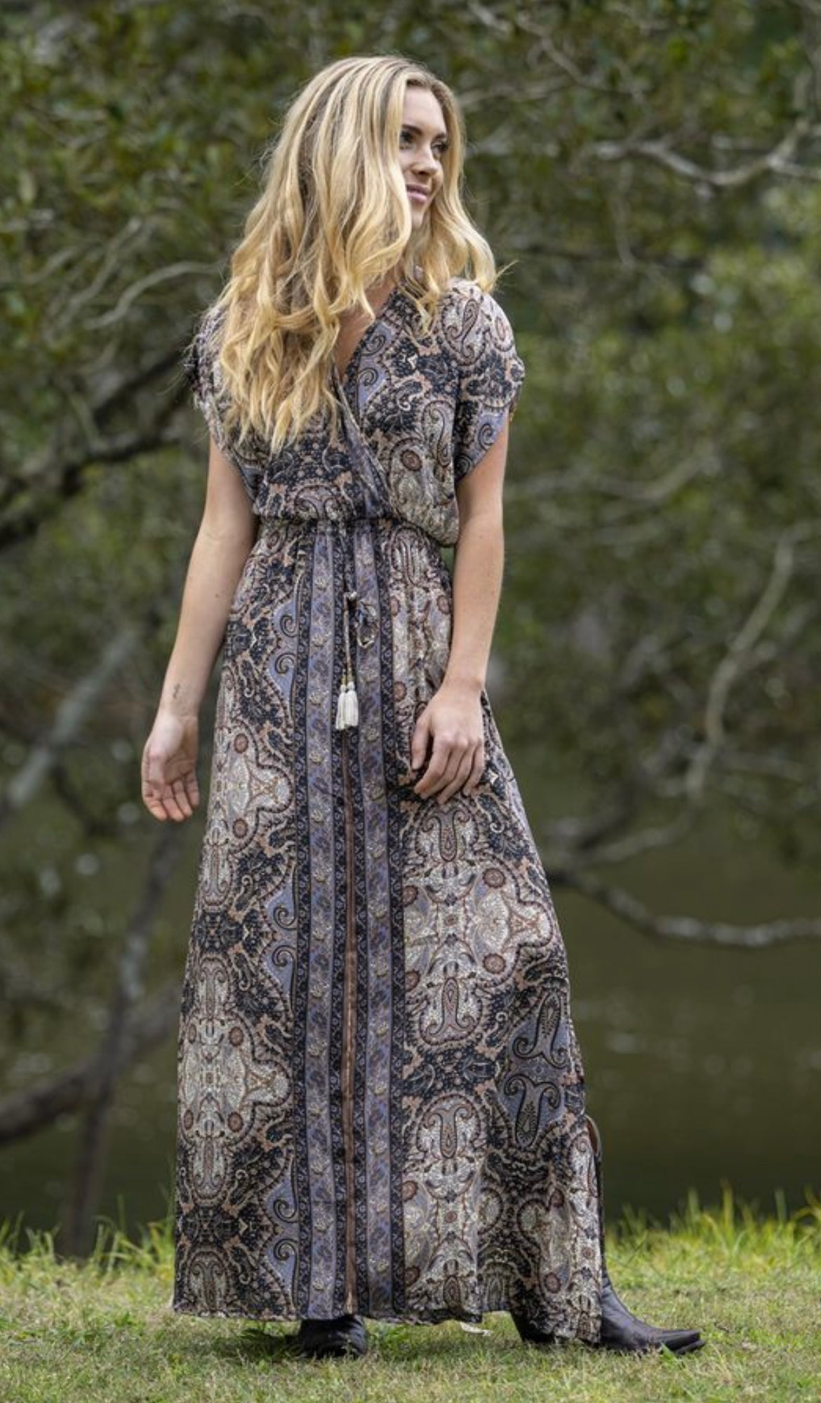 ESHE SILK BLEND WRAP DRESS