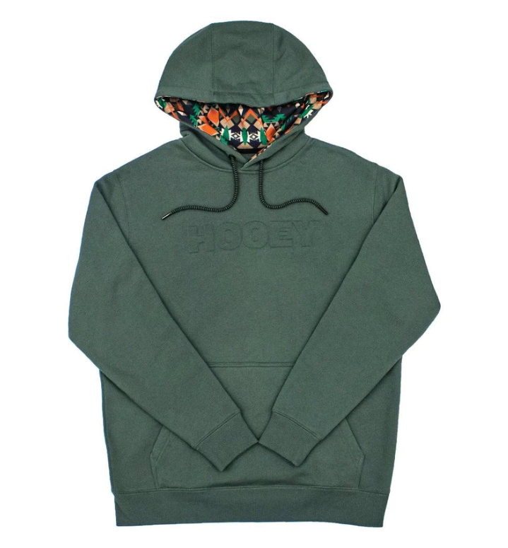 HOOEY MENS RIDGE GREEN PATTERNED HOODIE