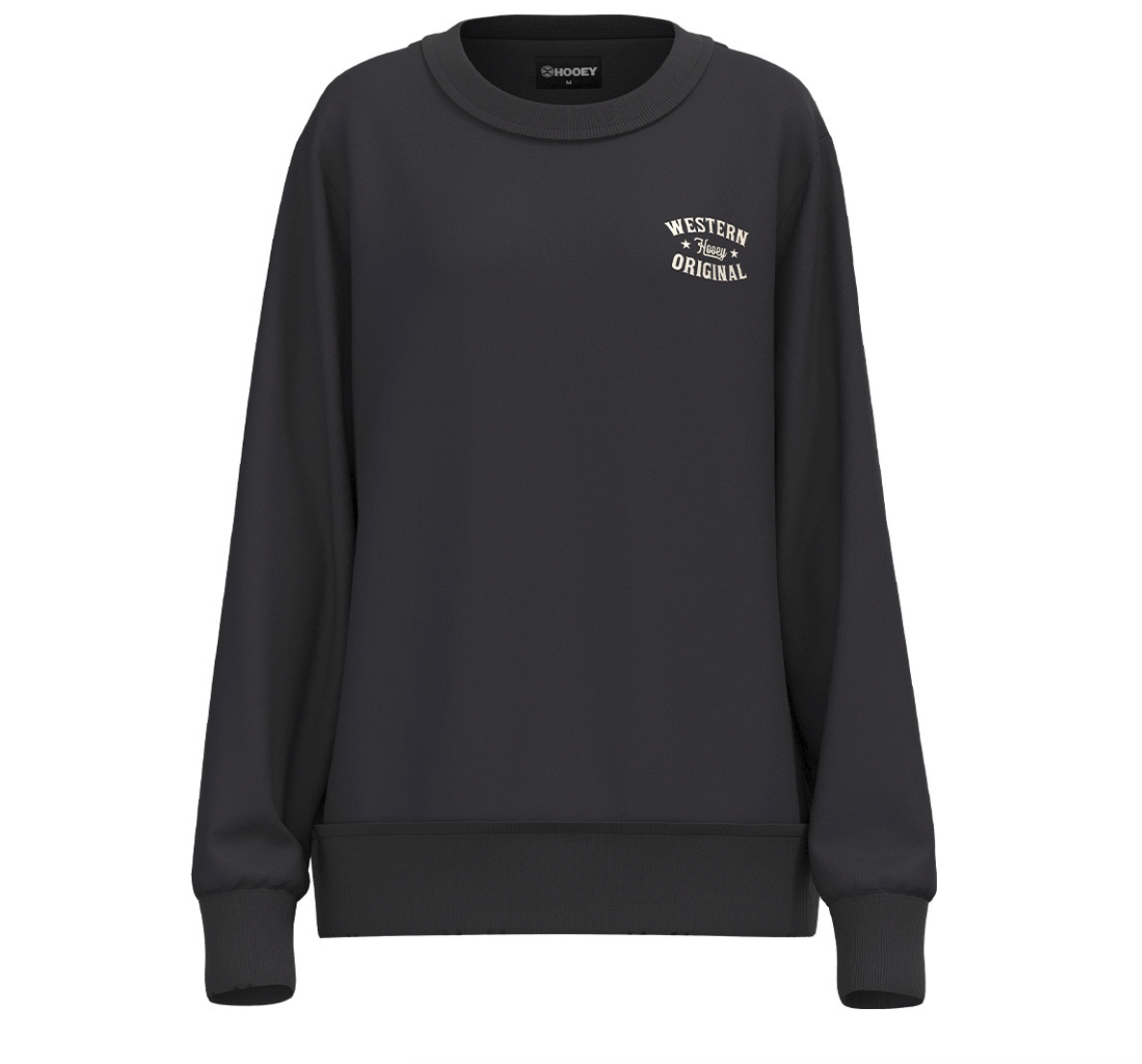 HOOEY WOMENS BLACK WESTERN ORIGINAL CREWNECK