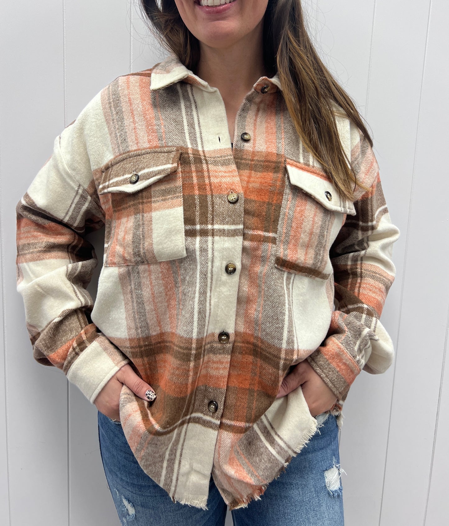 RUST/BROWN PLAID SHACKET