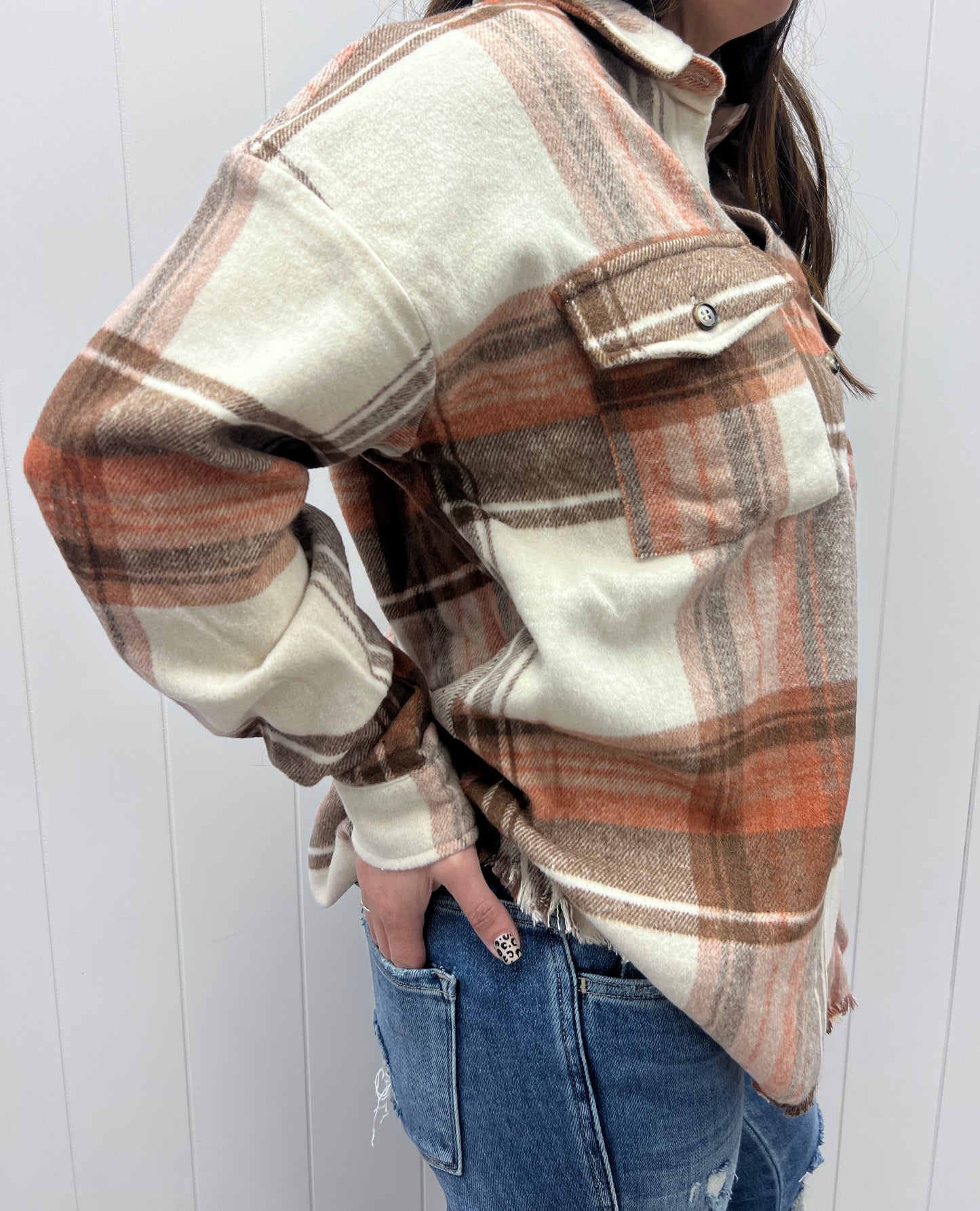 RUST/BROWN PLAID SHACKET