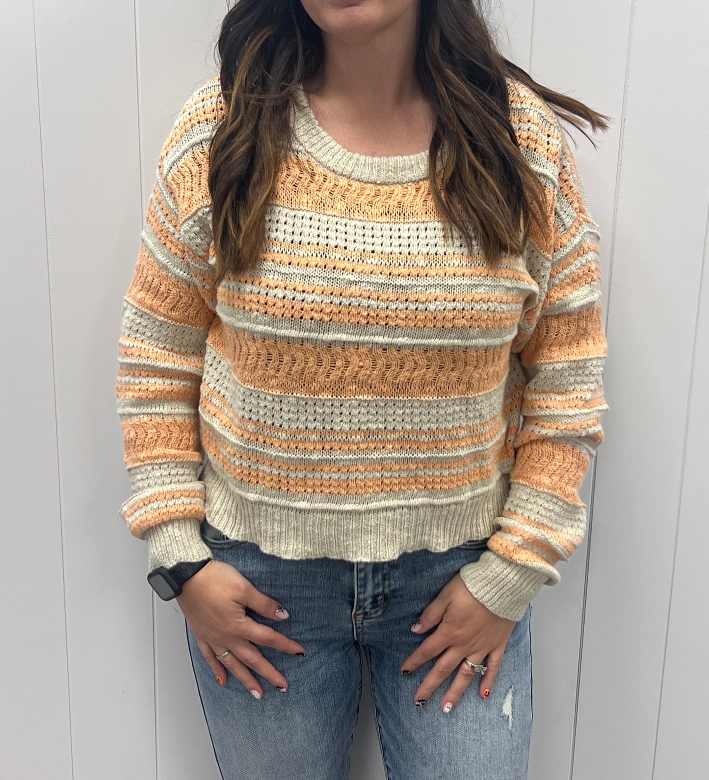 CREAM AND CORAL KNITTED SWEATER