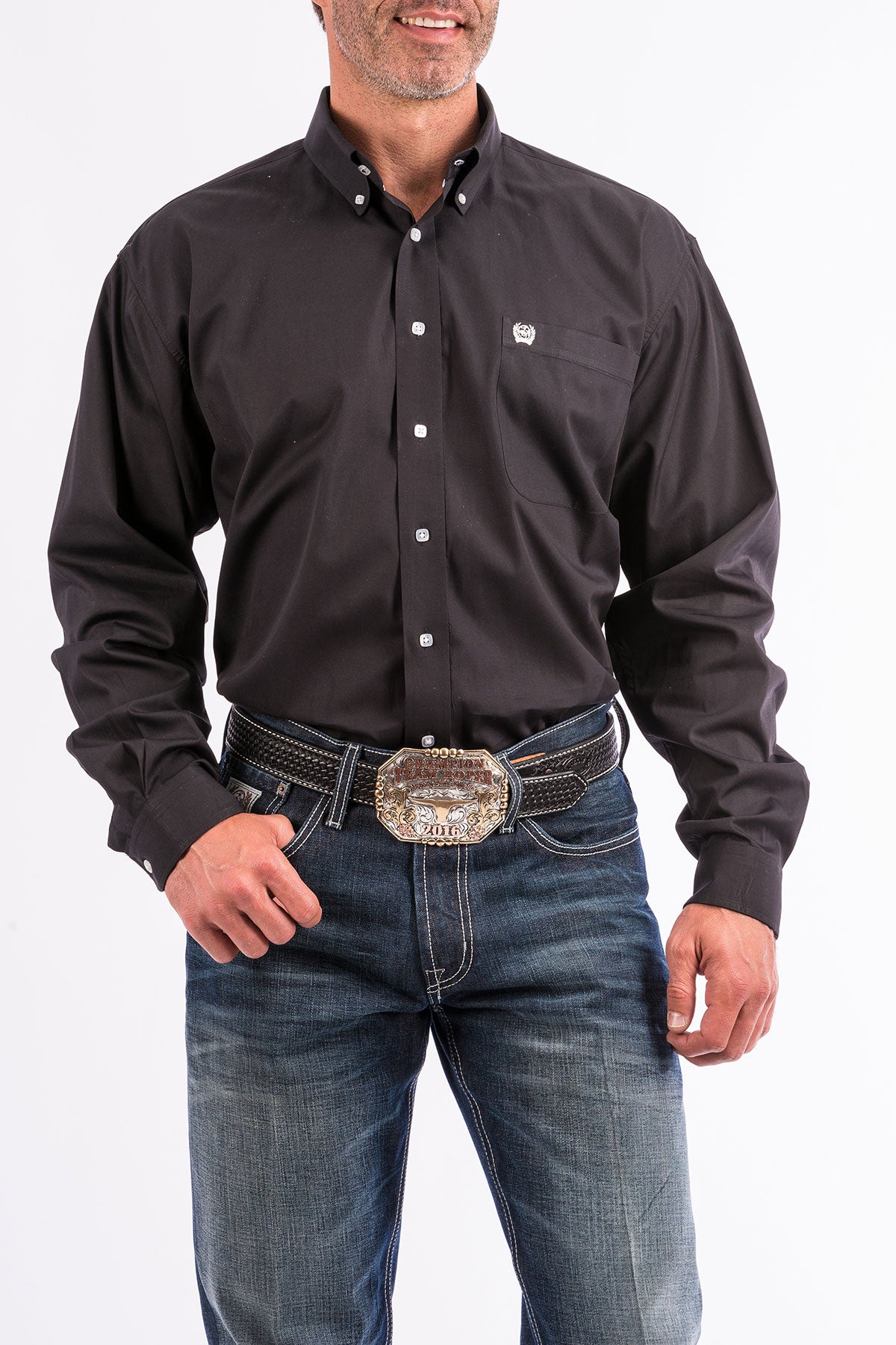 MENS CINCH L/S BLACK BUTTON UP