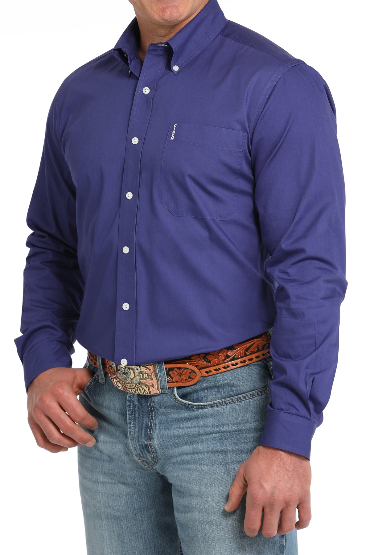CINCH MEN'S SOLID ROYAL L/S BUTTON DOWN