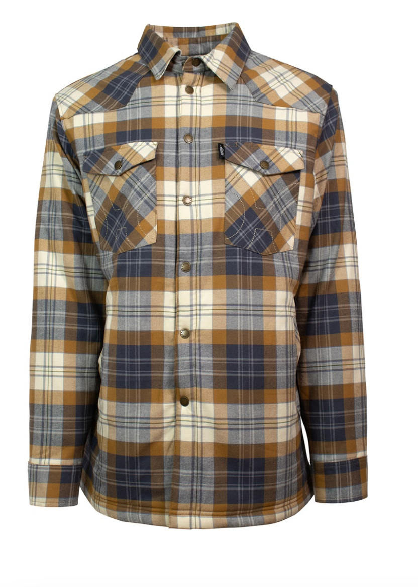 HOOEY MENS TAN PLAID FLANNEL