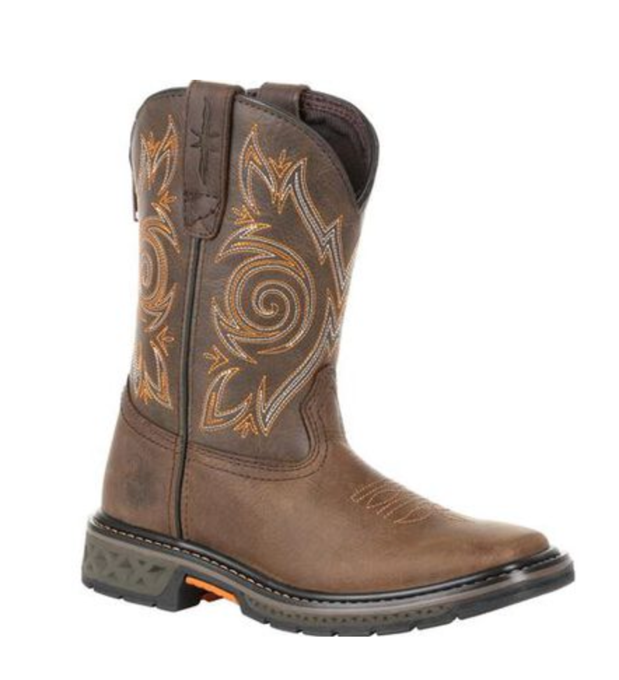 KIDS GEORGIA BOOT CARBO-TEC BROWN PULL ON