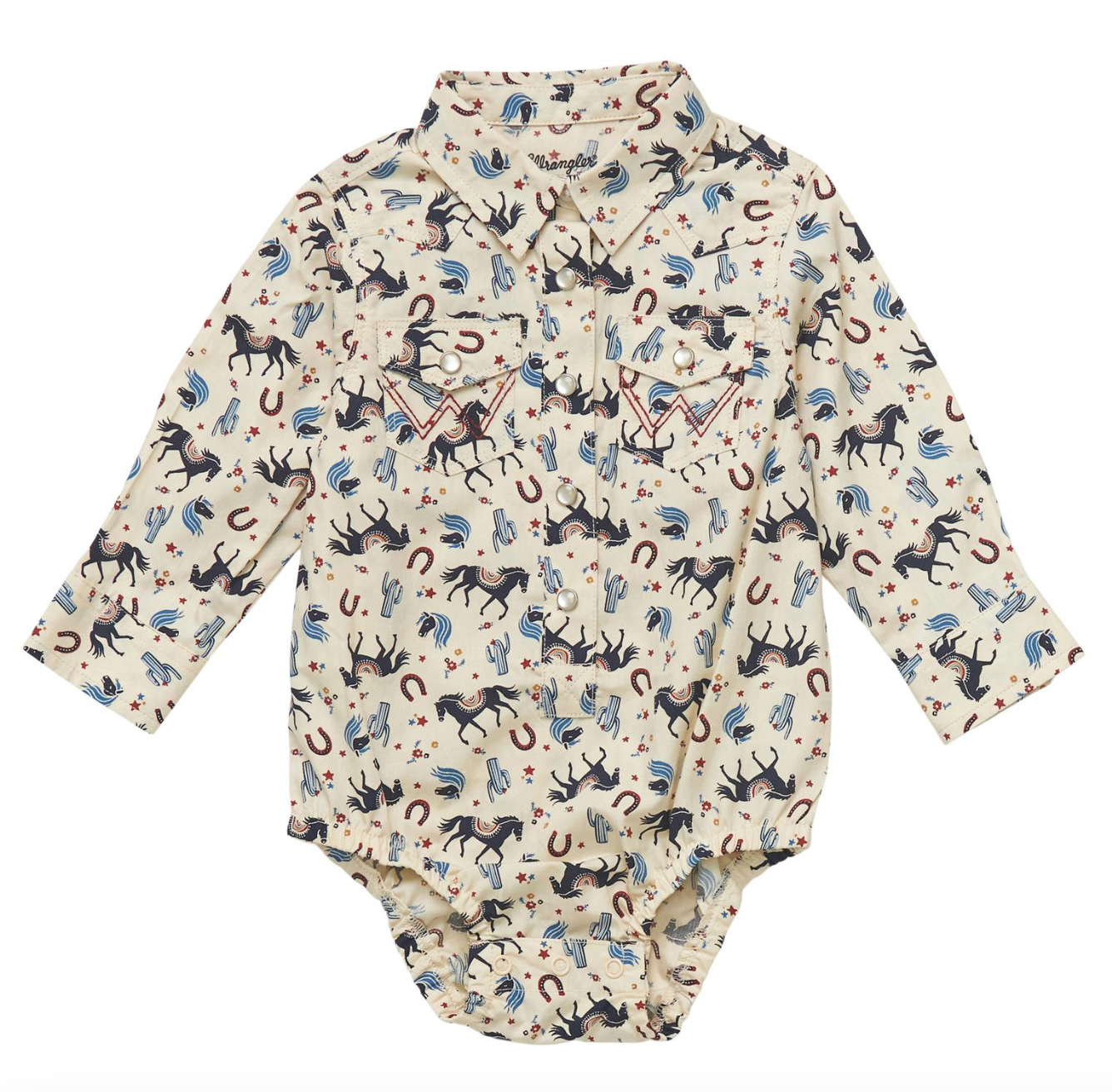 WRANGLERS BABY GIRL HORSE PATTERNED ONESIE