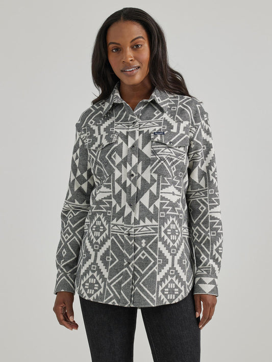 WRANGLER RETRO BLACK/WHITE SNAP TOP