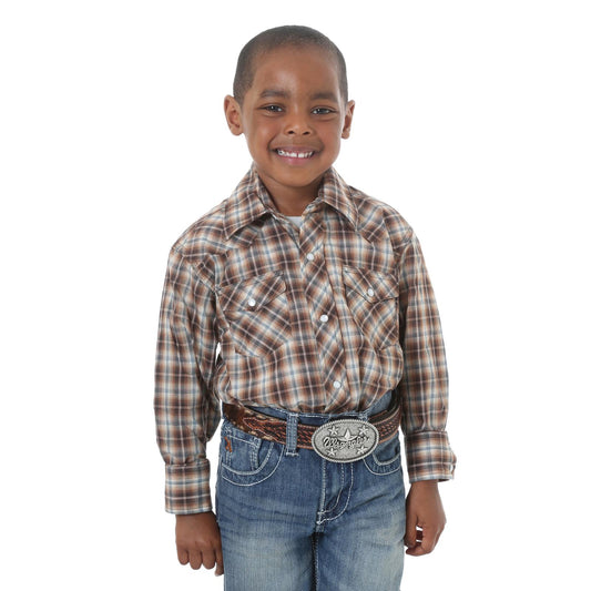 WRANGLER BOYS WESTERN PLAID LONG SLEEVE