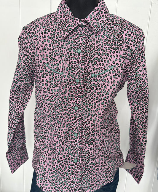 CRUEL GIRLS CHEETAH PINK BUTTON UP