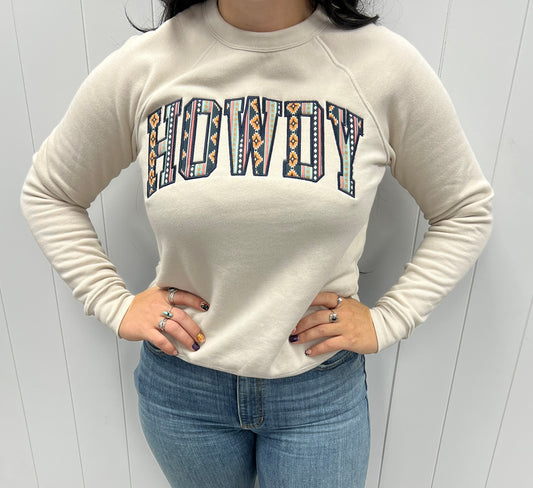 HOWDY AZTEC EMBROIDERED CREW NECK