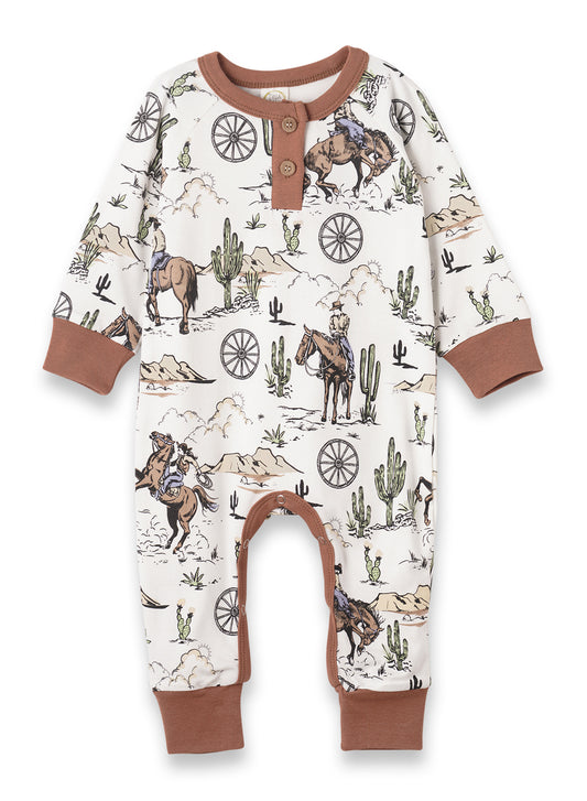 KIDS TAN ON THE RANGE LONG SLEEVE ROMPER