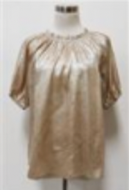 TAUPE VELOUR SHORT SLEEVE DRESS TOP
