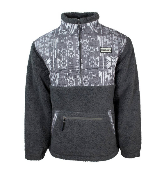 HOOEY MENS CHARCOAL SHERPA AZTEC PULLOVER