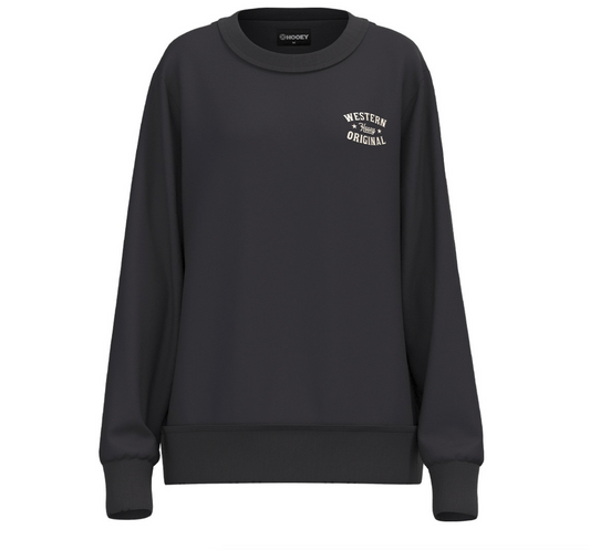 HOOEY WOMENS BLACK WESTERN ORIGINAL CREWNECK