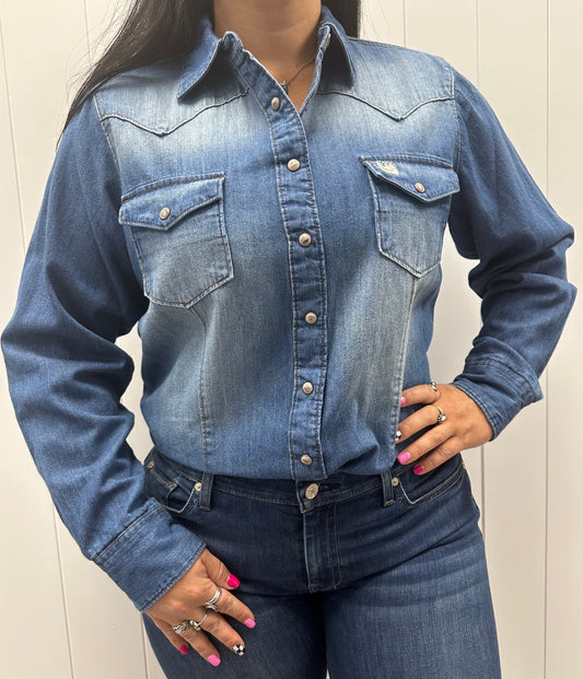 WOMENS CINCH L/S DENIM BUTTON UP