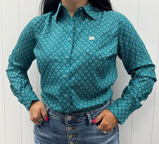 CINCH WOMENS TEAL ARENAFLEX LS