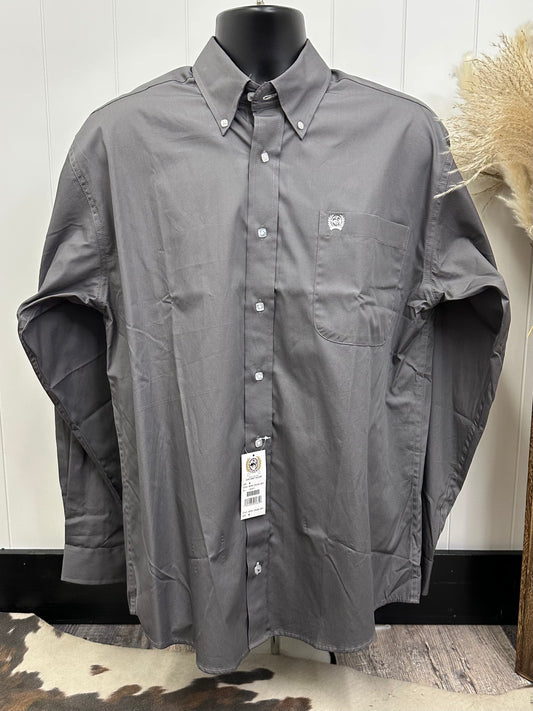 MENS CINCH L/S GRAY BUTTON UP