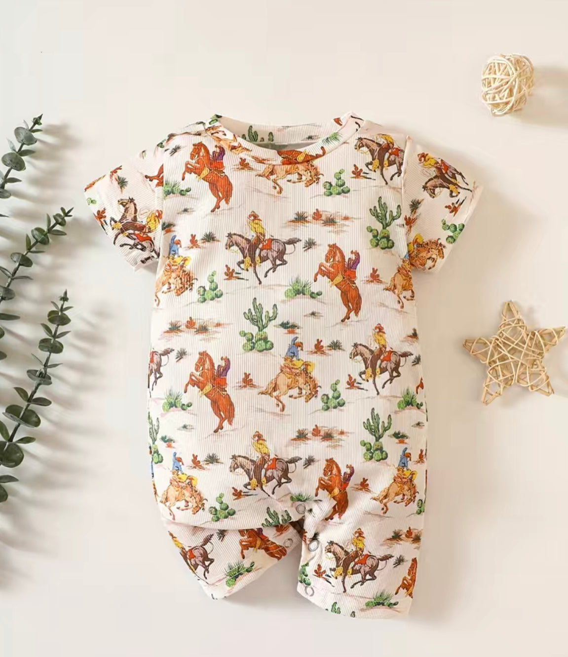 BABY WESTERN SCENERY PRINT ROMPER