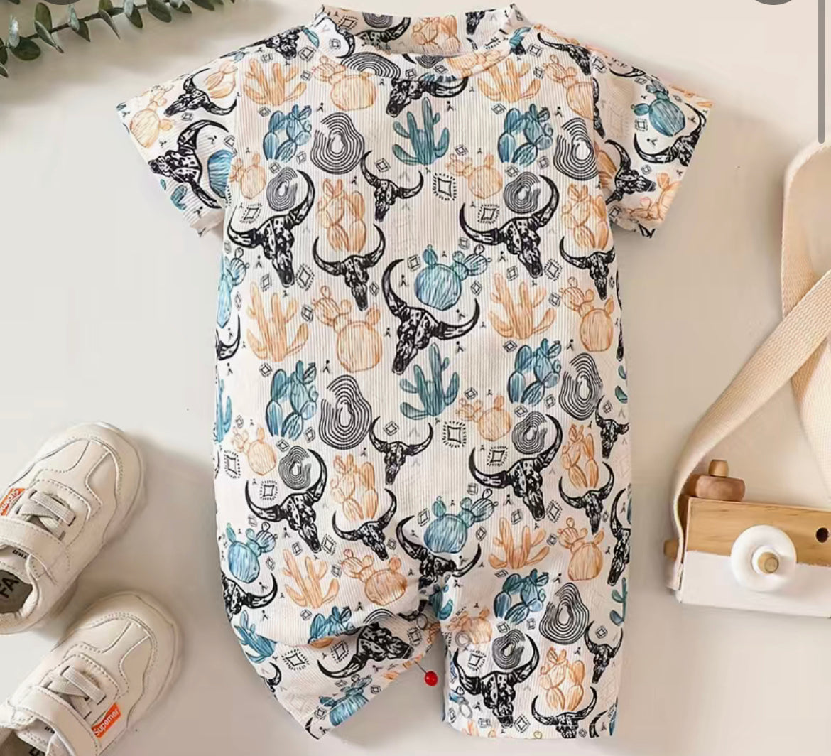 BABY WESTERN SCENERY PRINT ROMPER