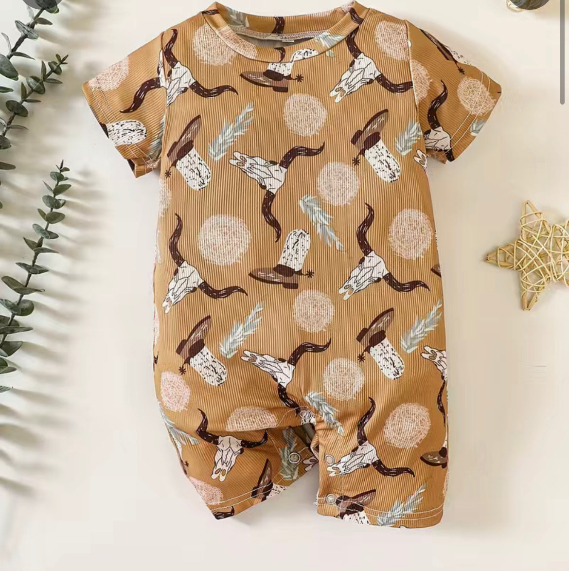 BABY WESTERN SCENERY PRINT ROMPER