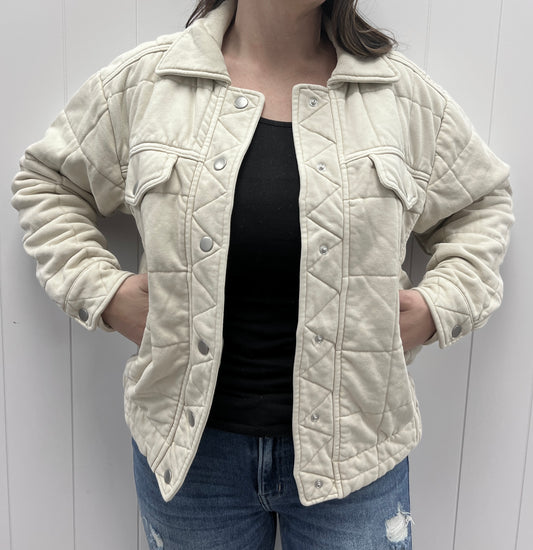 CREAM STONE WASHED QUILTED JACKET