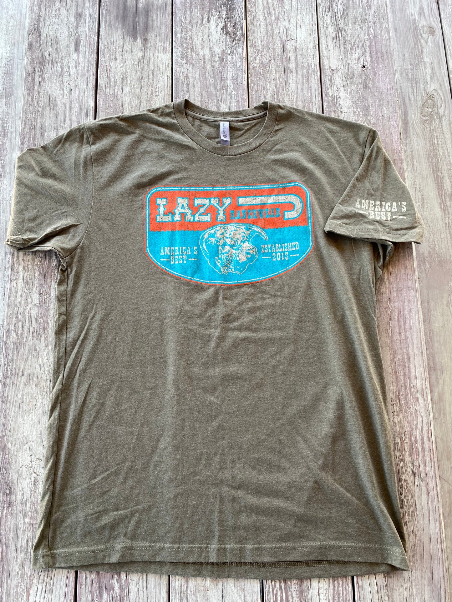 LAZY J UNISEX ARMY GREEN GRAPHIC TEE