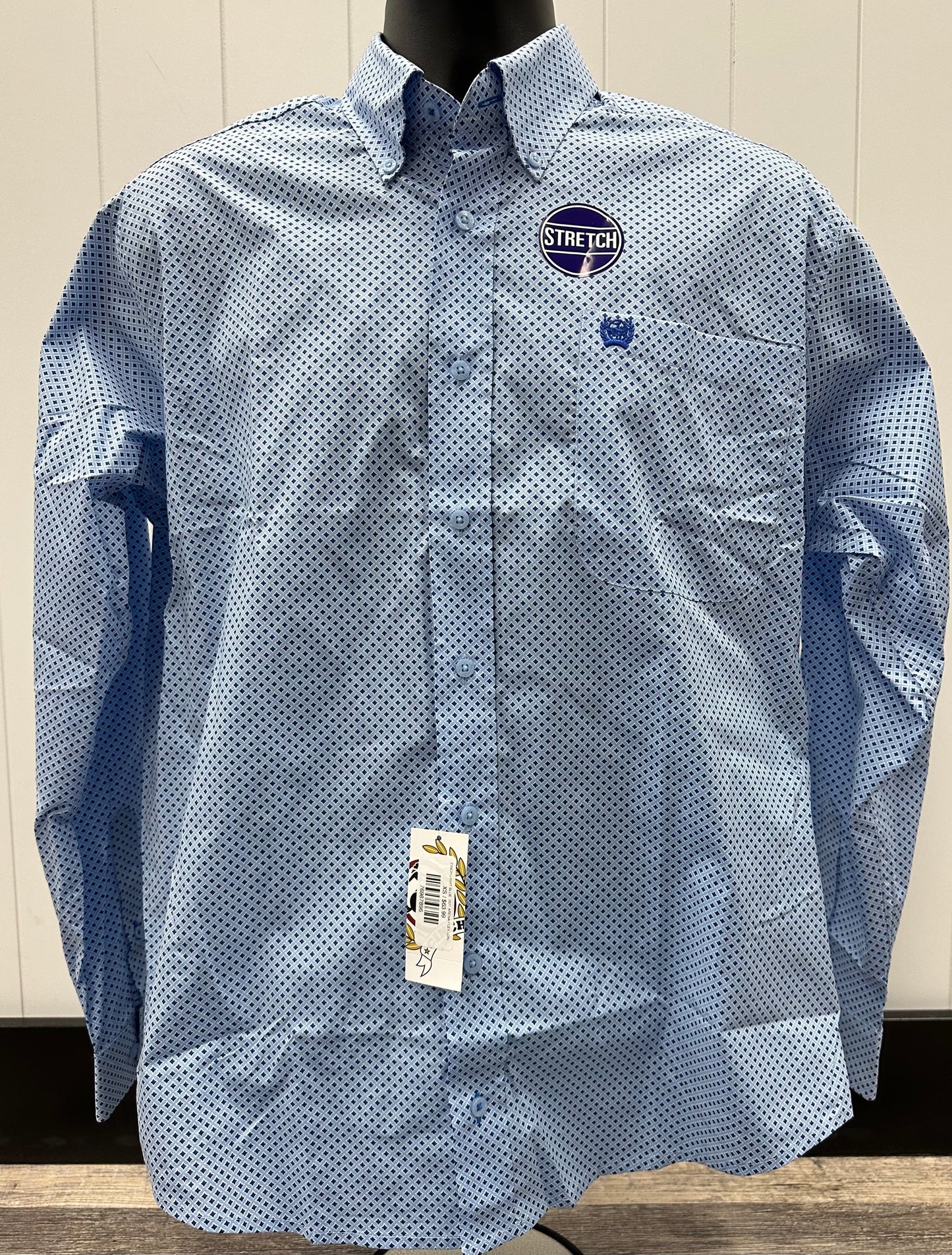 CINCH LIGHT BLUE  DOT ARENA FLEX LONG SLEEVE