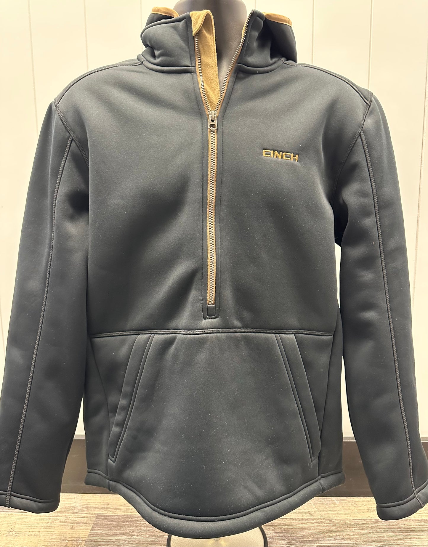 CINCH MENS BLACK PULLOVER BROWN COLLAR