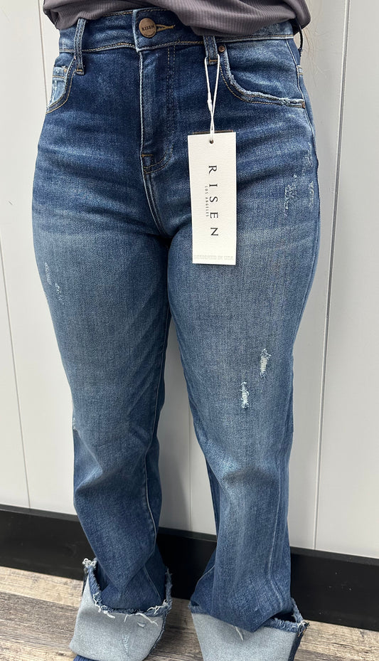 RISEN HIGH RISE LONG STRAIGHT LEG JEANS RDP5471