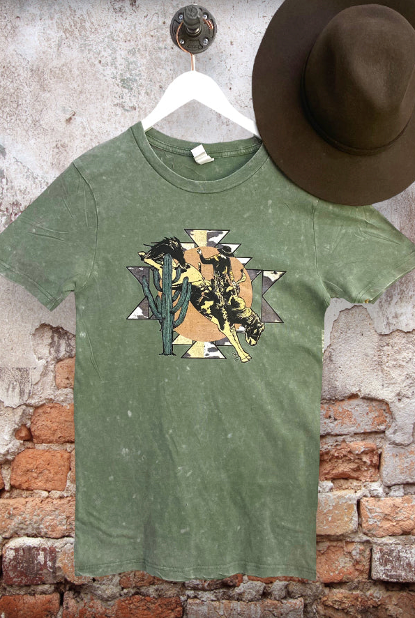 AZTEC COWBOY WASHED OLIVE TEE