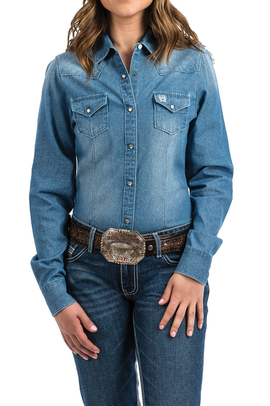 WOMENS CINCH L/S DENIM BUTTON UP