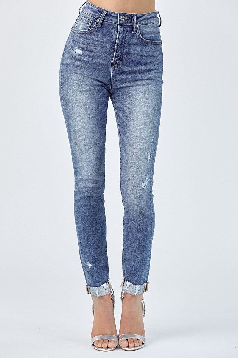 RISEN VINTAGE WASHED SKINNY CUFF JEANS RDP1425