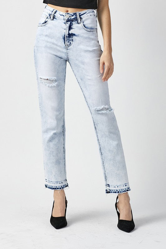 RISEN ACID WASH STRAIGHT CROP JEANS RDP5174