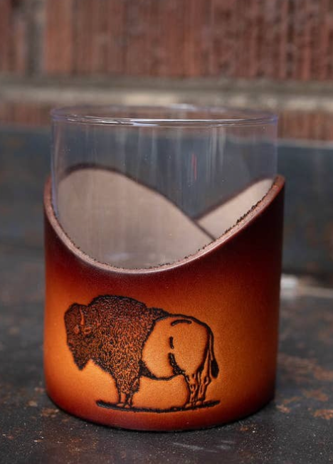 LEATHER WRAPPED ROCK GLASSES
