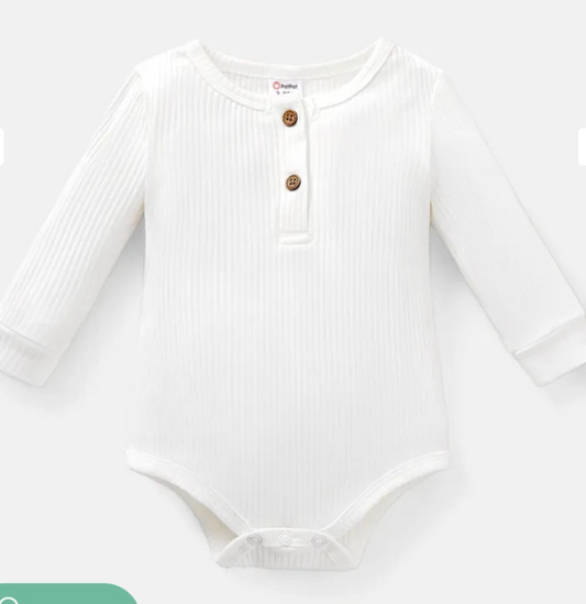 BABY WHITE LONG SLEEVE RIBBED ONESIE