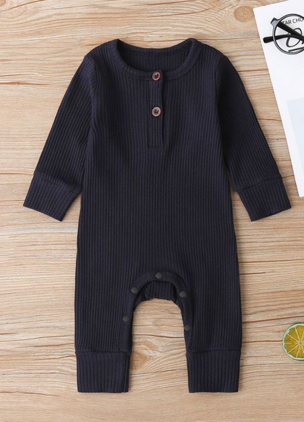 BABY LONG SLEEVE RIBBED JUMPSUIT