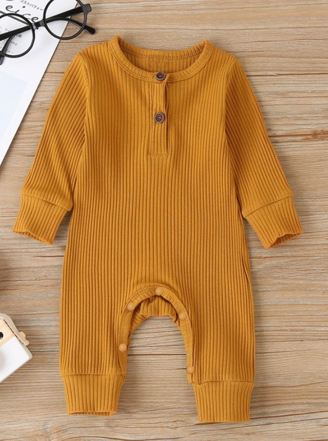 BABY LONG SLEEVE RIBBED JUMPSUIT