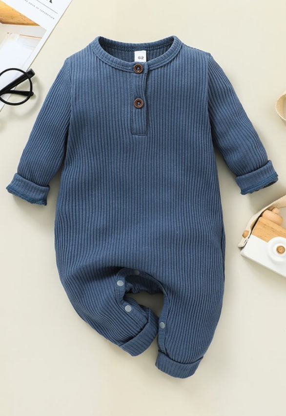 BABY LONG SLEEVE RIBBED JUMPSUIT