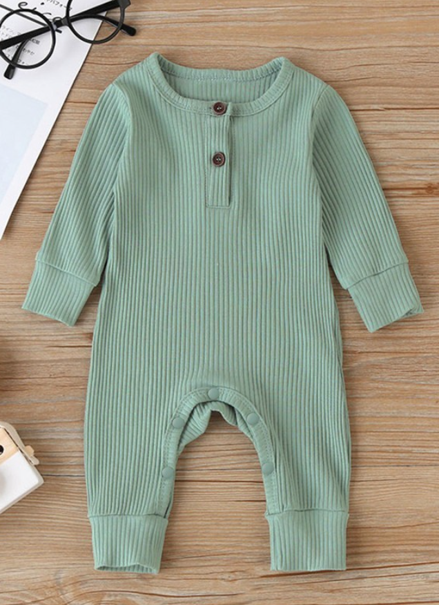 BABY LONG SLEEVE RIBBED JUMPSUIT