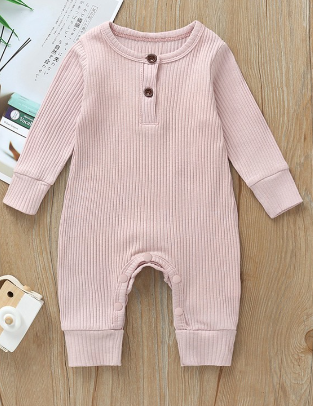 BABY LONG SLEEVE RIBBED JUMPSUIT
