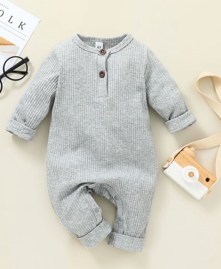 BABY LONG SLEEVE RIBBED JUMPSUIT