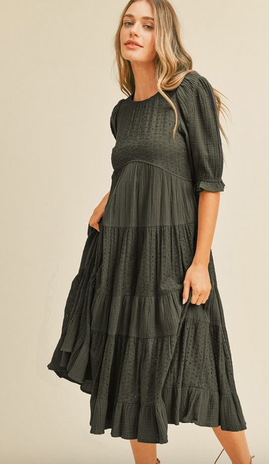 BLACK EYELET DRESS