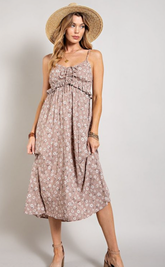 FLORAL MOCHA MIDI DRESS